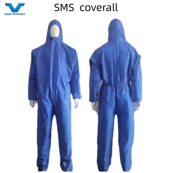 Blue En1149 Disposable Chemical Protective Coverall with Elastic Waist/Ankle