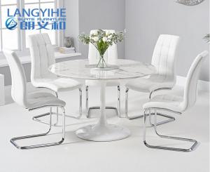 Quality 120cm White Marble Round Dining Table And Upholstered Dining Chair wholesale