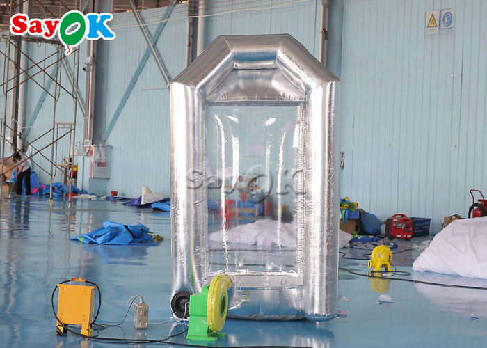 1.5m/5ft Silver Cube Inflatable Money Cash Booth Machine For Company Opening