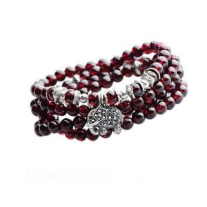 Quality 5mm-6mm Natural Garnet Strand Bracelet with Vintage Sterling Silver Charm (B042861W) wholesale