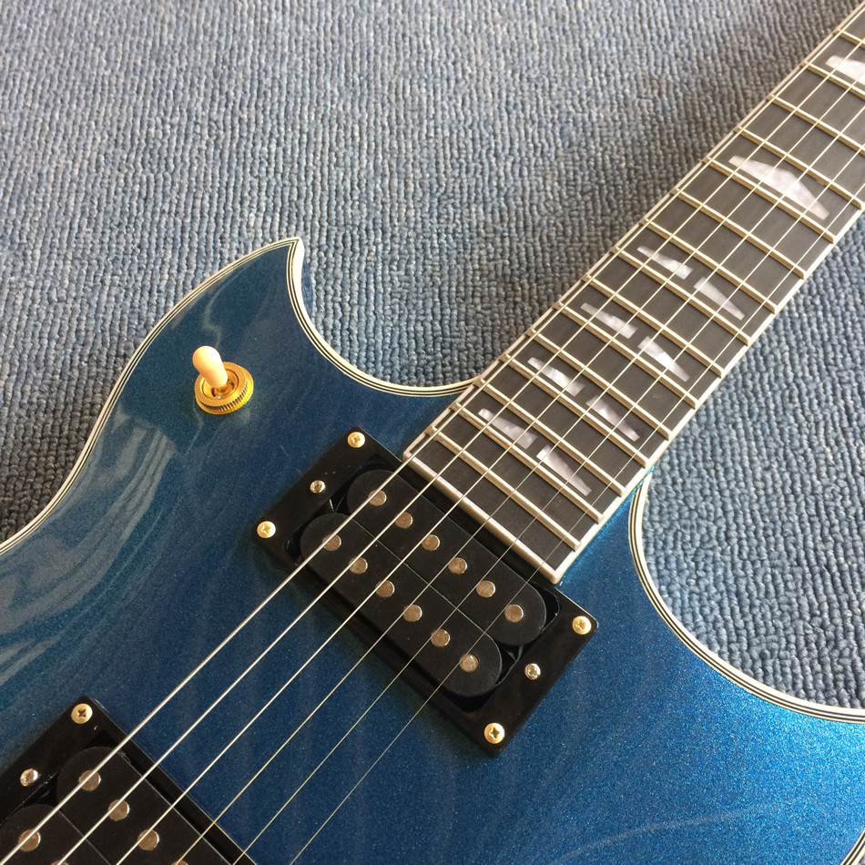 Custom Grand Electric Guitar in Metallic Blue with Gold Hardware
