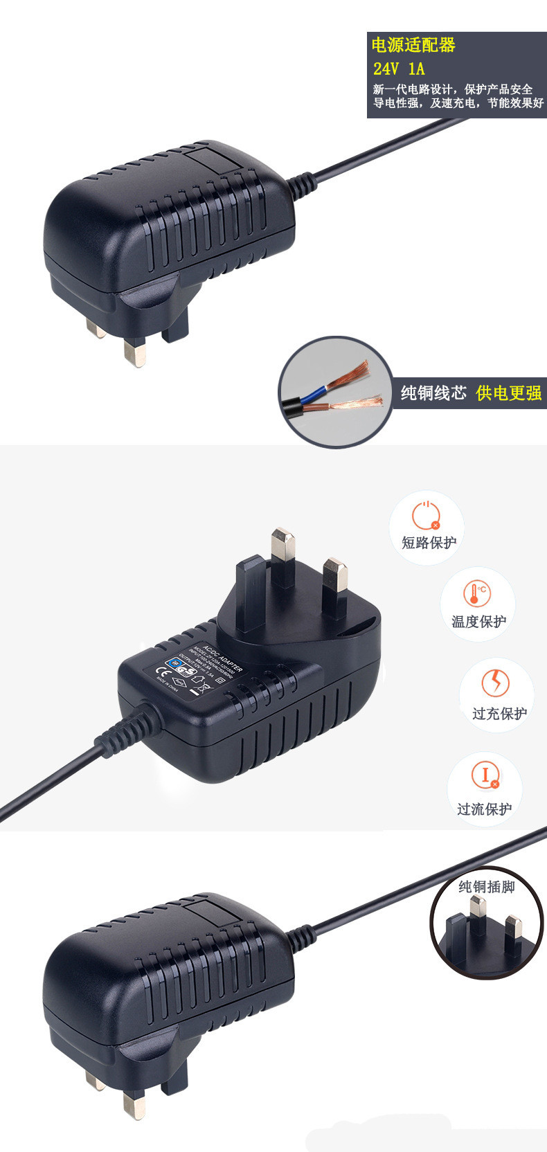 EU US UK AU Plug Adapter CCTV AC DC Adapter 12v 2000ma 5.5x2.5mm