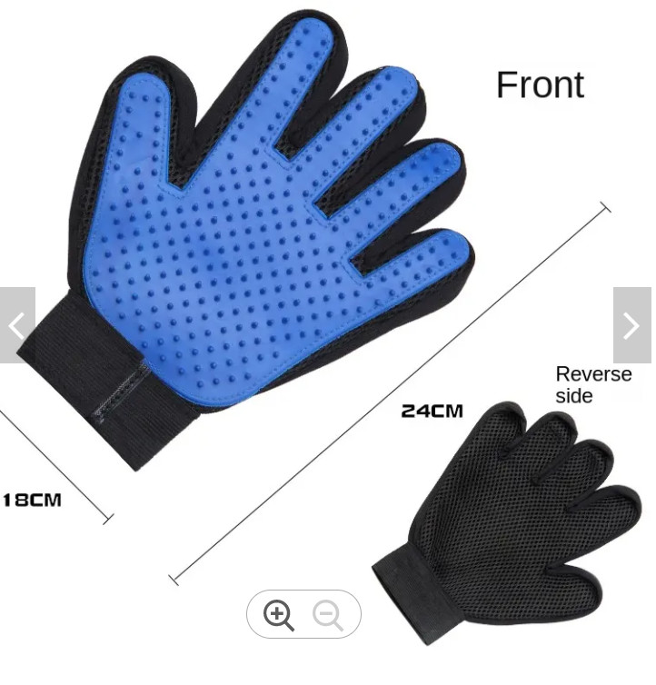 Blue TPR Silicone Pet Grooming Brush Gloves 18*24CM