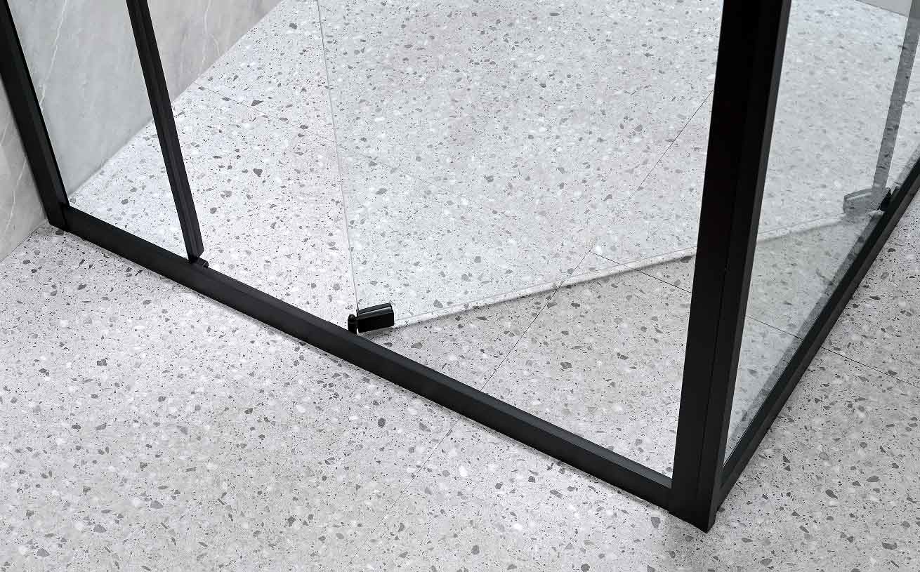 6/8mm Tempered Glass And Alum Frame Black Square Shower Enclosure Modern