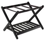 Wood Color Display Folding Luggage Rack , OEM Hotel Metal Luggage Rack