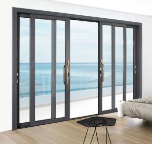 Quality Large Modern Internal Lockable Accordion Black Sliding Glass Door Customized Double Glass Doors wholesale