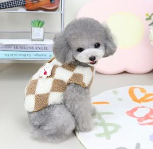 Quality Diamond Argyle Pattern Pet Coat Warm Winter Apparel Brown Black wholesale