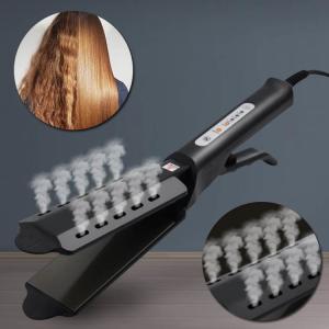 Quality 50W Ergonomic Pro Titanium Plate Dual Voltage Flat Iron Steam Hair Straightener wholesale