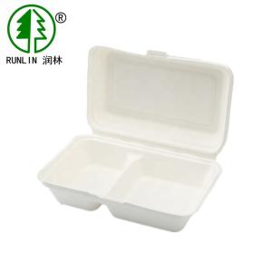 Quality 8in Biodegradable Meal Prep Containers 2 Compartments Bagasse Takeaway Boxes wholesale