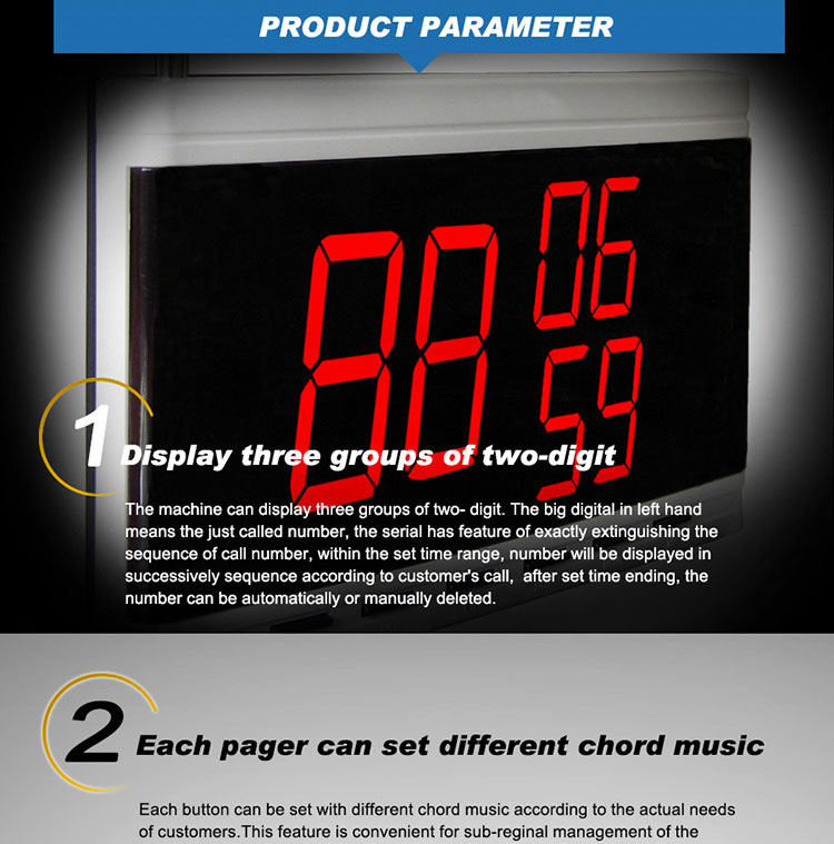 cheapest restaurant waiter calling system with 10pcs of wireless call button and 1 pcs number display