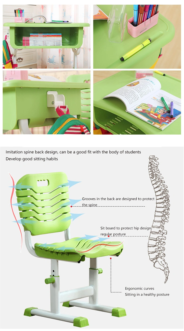 Children/Kids Plastic Desk and Chair Set for School Study ISO9001 ISO14001 Certified