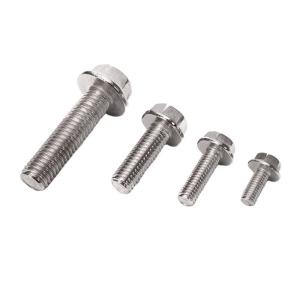 Quality Durable DIN Standard 304 Stainless Steel Anti Slip Toothed Flange Screw with External Hexagonal Washer Bolt Plain Finish wholesale