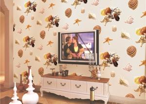 Quality Eco-Friendly Mediterranean Style Non-Woven Wallpaper With Conch And Starfish Printing wholesale