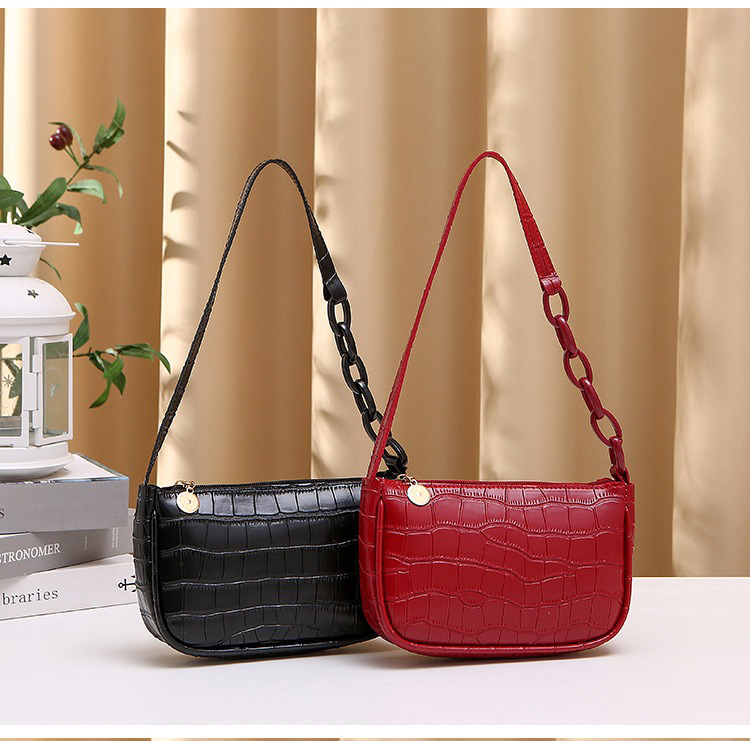 2024 Korean Alligator Underarm Zipper Bag PU Ladies Shoulder Bag for All Seasons