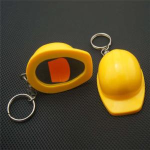Quality Custom Personalize Cheap Promotion Gift Yellow Safety Helmet Plastic Keychain Beer Bottle Opener, Print Logo wholesale