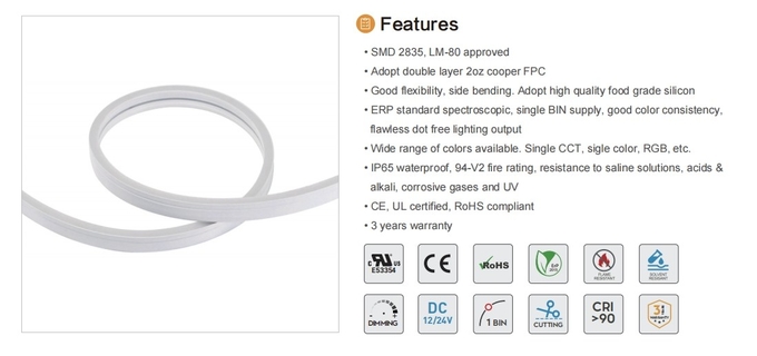 12V / 24V Side Bend LED Neon Lighting Strip Easy Installation LED Neon Flex Light