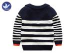 Tailored Collar Boys Kids Sweater Coat Stripes Contrast Color Edge Outwear