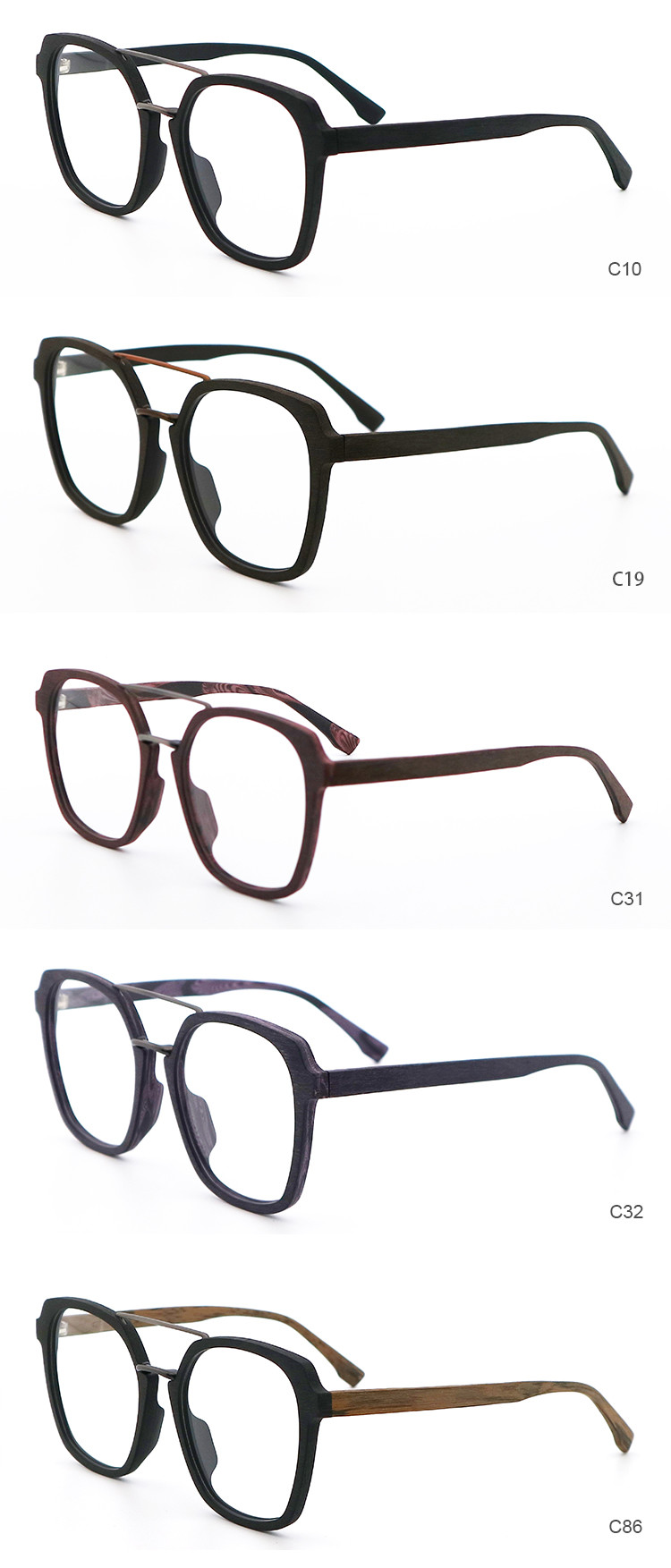 New Fashionable Woodgrain Glasses Unisex Full Rim Acetate Glasses Frame MR 6107