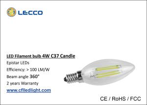 Quality 4W E14 Filament LED Bulb 6000K , Led Candle Light Bulbs For Pendant Lamps wholesale