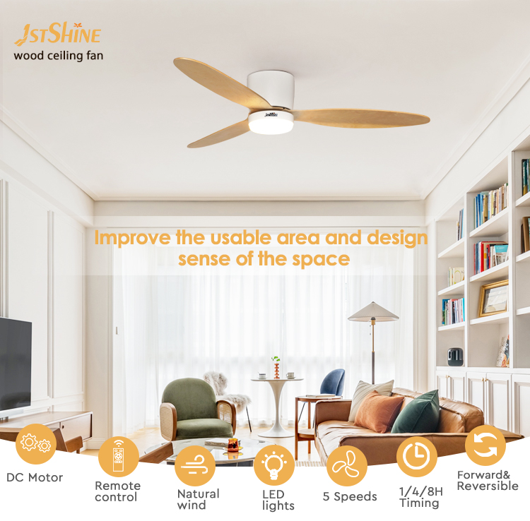 1stshine 52 Inches LED Ceiling Fan with Light and Remote Control Home Office Lightin