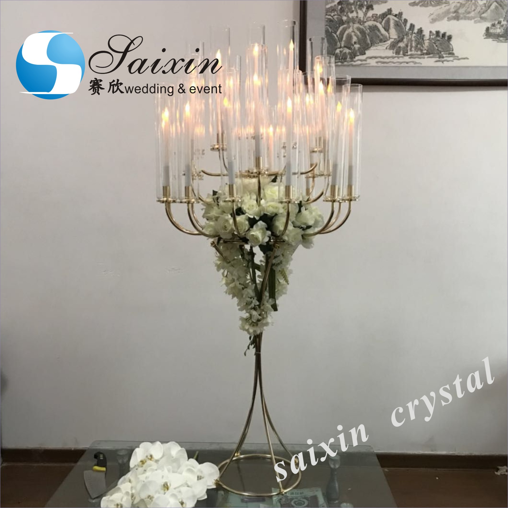 Small Crystal Flower Vase Clear For Flowers Wedding Centerpieces 90CM