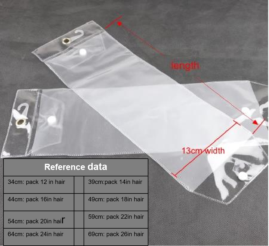 Transparent Pvc Bag Hair Extension Plastic Packaging With Logo Customized For Cosmetic