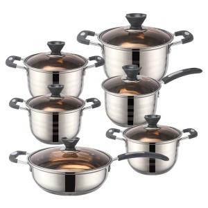 Quality The New Listing 12 PCS Stainless Steel Cooking Set Pots And Pans Cookware Sets Cooking Soup Pots Set wholesale