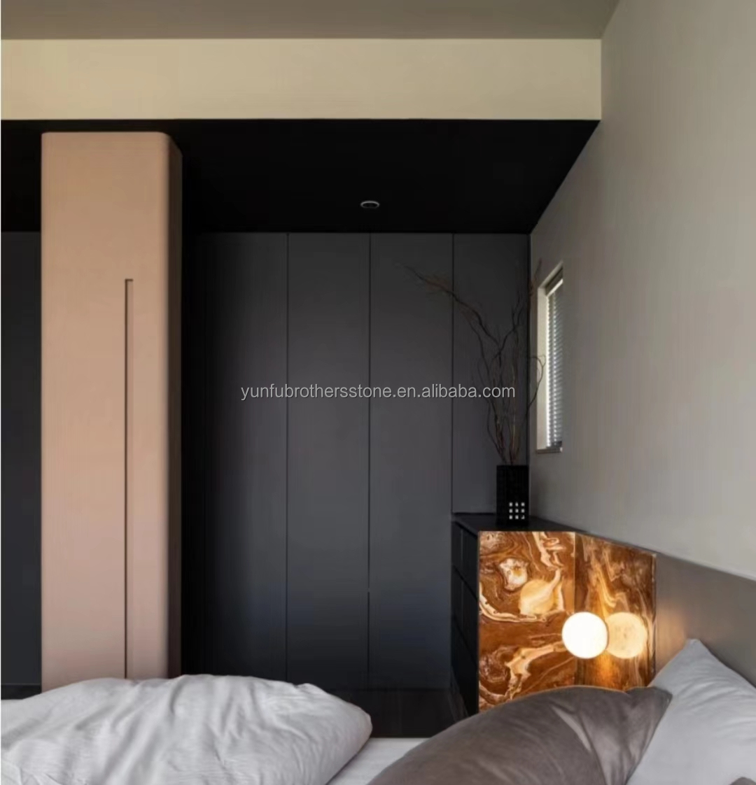 Polished Translucent Natural Tiger Red Onyx Marble for Modern Backlit Jade Hotel Design