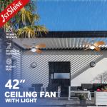 IP42 Outdoor Ceiling Fan For Waterproof Plywood Blade Remote Control