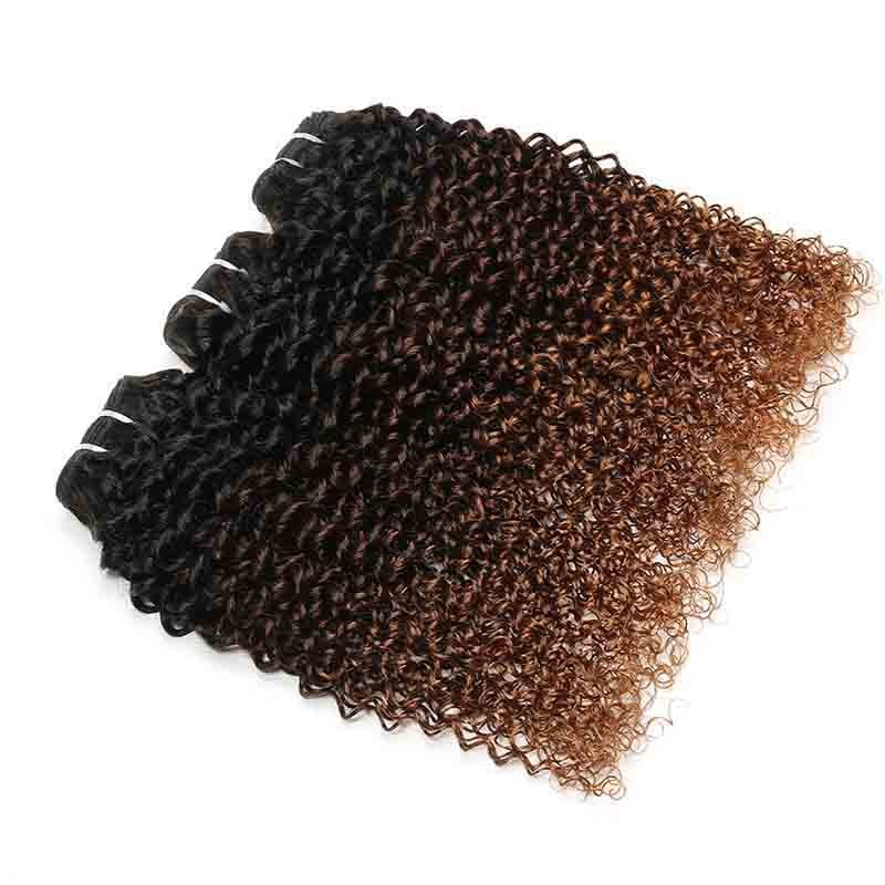 #T1B/4/30 Kinky Curly Remy Human Hair Bundles Sew In Weave Bundles Brazilian Bundle Deals