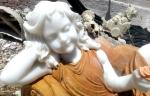 polished marble sleeping girl statue in chair/ nature stone sculpture