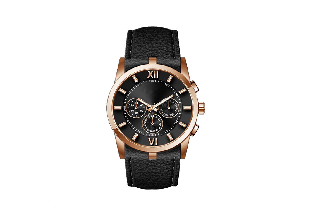 46MM Diameter Men'S Quartz Analog Watch Stainless Steel Back Cover Mineral Glass