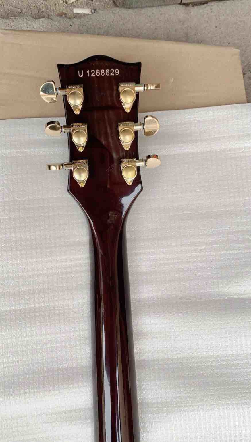 Custom made hot semi-hollow jazz electric guitar gold hardware Wine Brown