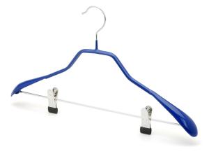 Quality Heavy Duty Wide Shoulders With Two Metal Clips Chrome Wire Hangers wholesale