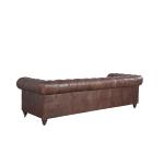 Rolled Arms Three Seater Brown Leather Sofa , 100 Genuine Leather Couch Home