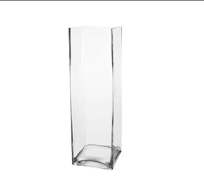 Handmade Square 8 Inch Glass Vase For Centerpieces