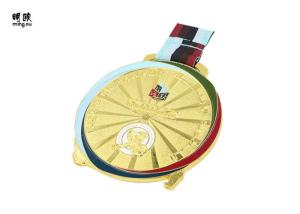 Quality Soft Enamel Fill Gold Custom Award Medals Zinc Alloy With Polyester Ribbon wholesale