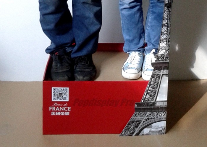 Custom Cardboard Floor Displays , 3 Round White Blue Cardboard Display Shelves