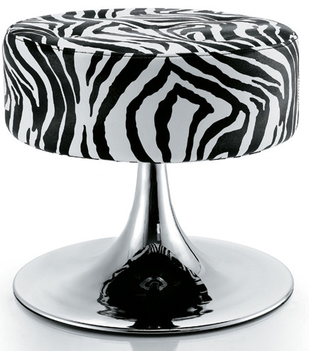 Zebra Stripe Salon Rolling Chair With Gas Spring , Chrome Steel Materials