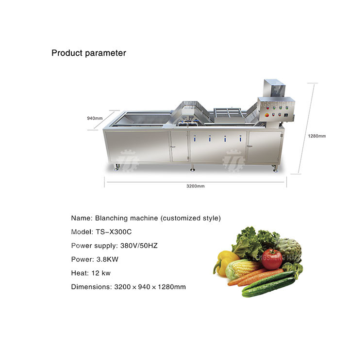 380V 3.5KW Stainless steel blanching machine bubble cleaning blanching equipment water bath spray equipment