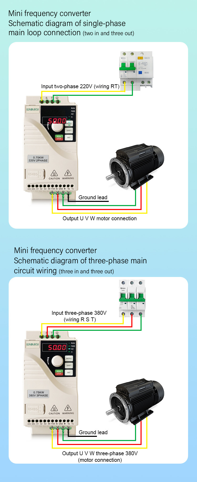 220V 0.75KW Variable Frequency Drive Single Phase Output
