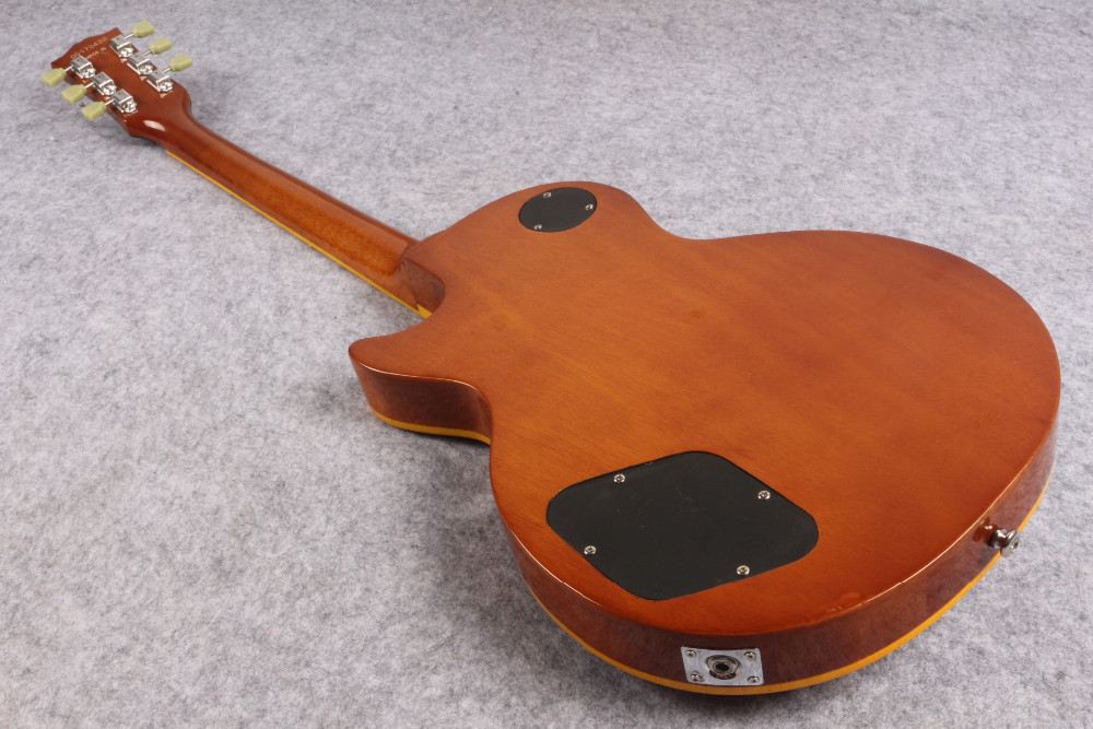 Custom 50th Anniversary LP Reissue electric guitar,Aged Vintage Cherry Sunburst tiger flame musical guitar free shipping