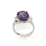 Women Jewelry 925 Silver Ring with 10mmx14mm Oval Purple Cubic Zirocnia(R213)