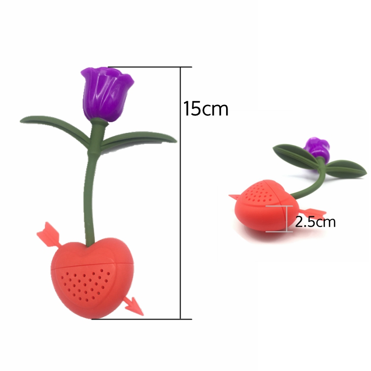 BPA Free FDA Unique Rose Cupid Heart Shape Flower Silicon Silicone Tea Bag Strainer Infuser