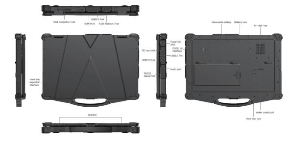 400nits Rugged Portable Computer 13.3" Laptop 10hrs Indurance For Automotive