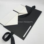 Paper Square Round Chipboard Boxes For Packing UV Shiny Logo Printed Black Frame
