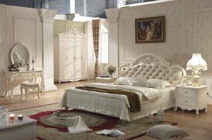Quality luxury cream French style bed room set furniture wholesale