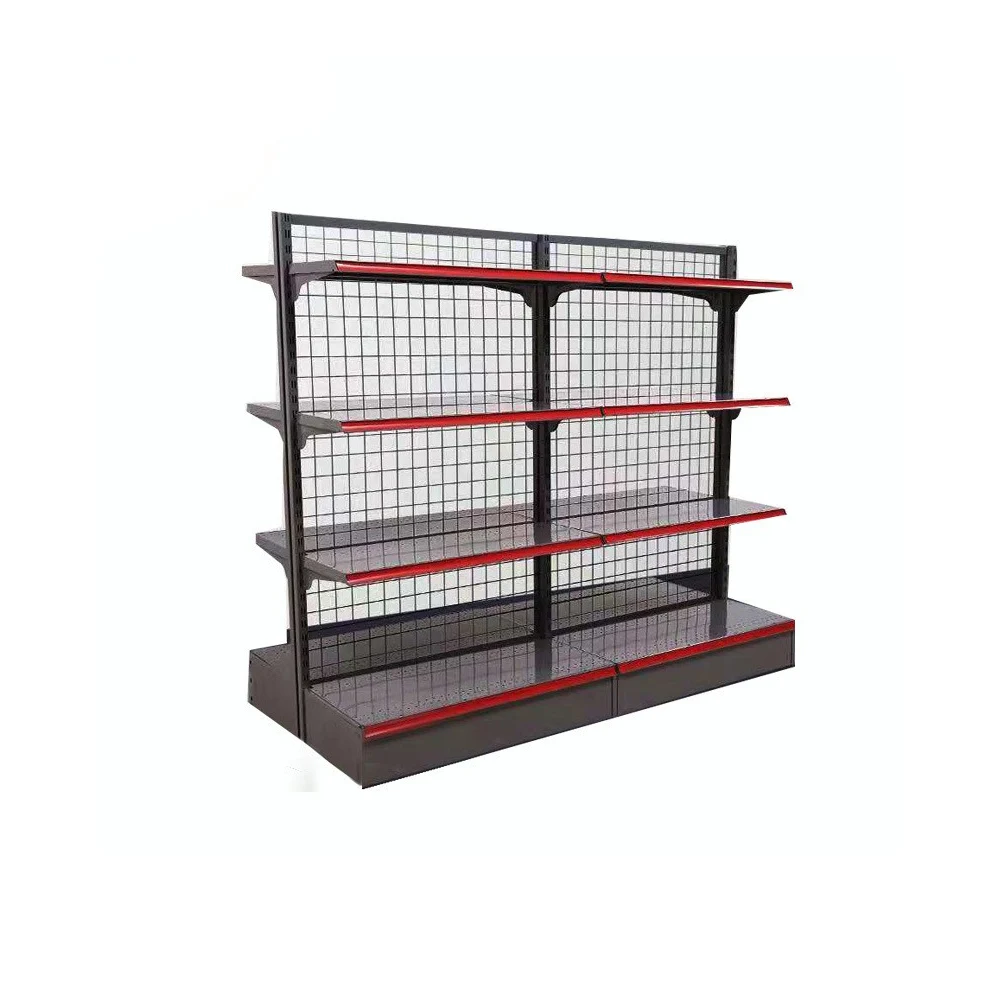 shelves system gondola supermarket equipment steel single side rack for supermarket shop exhibit shelf gondola motor hoist