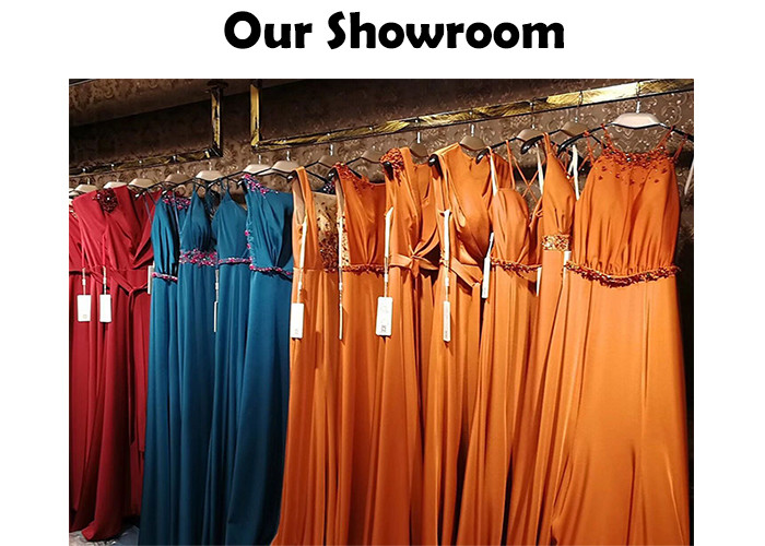 Orange Mermaid Ladies Party Wear Gown Long Tail Blue Beads Hanging Neck