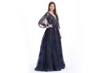 Fishtail Long Prom Party Dress Mermaid Half Sleeves Embroidered Dress